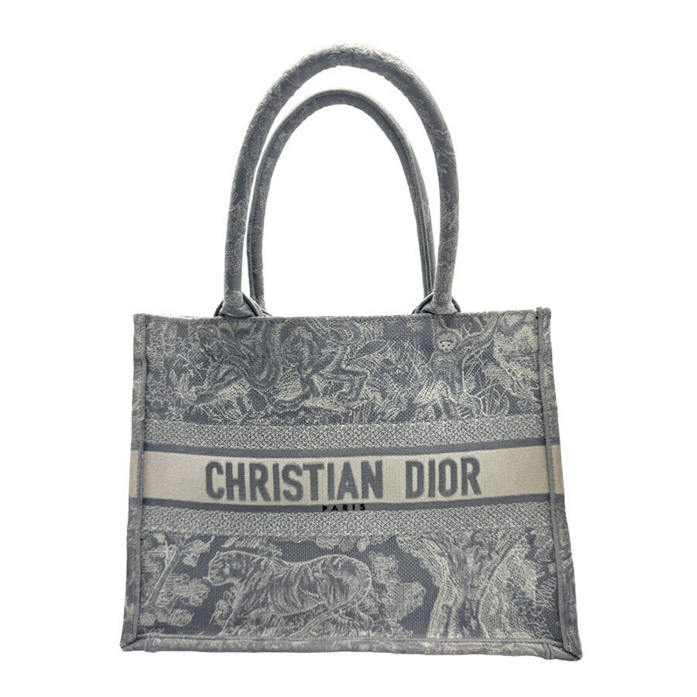 Christian Dior Handbag Toile De Jouy Book Tote Canvas Gray